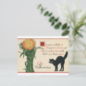 Carte Postale Chat noir Halloween Poème Vintage (Debout devant)