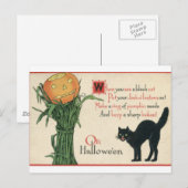 Carte Postale Chat noir Halloween Poème Vintage (Devant / Derrière)