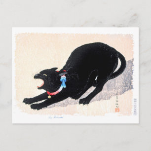 Carte Postale Chat noir - Hiroaki Takahashi - Art Chat