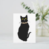 Carte Postale Chat noir, illustration d'animal (Debout devant)