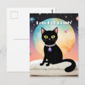 Carte Postale Chat Noir - Installons-Nous Confortablement (Devant / Derrière)