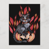 Carte Postale Chat noir Jack-o'-lantern Automne Nature (Devant)