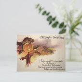 Carte Postale Chat noir Jack O' Lantern Citrouille Chouette (Debout devant)