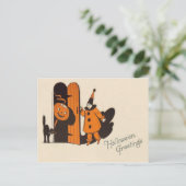 Carte Postale Chat noir Jack-o'-lantern clown (Debout devant)