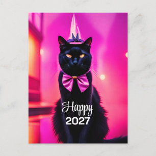 Carte Postale Chat noir jazzy 2027 vœux