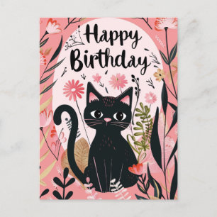 Carte Postale Chat noir Joyeux anniversaire
