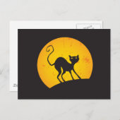 Carte Postale Chat noir - lune jaune (Devant / Derrière)