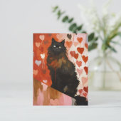 Carte Postale Chat noir mignon (Debout devant)
