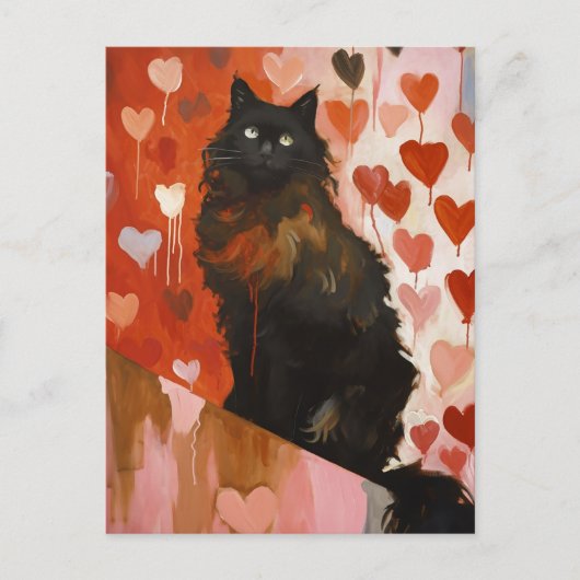 Carte Postale Chat noir mignon (Devant)