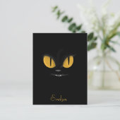 Carte Postale Chat noir mignon aux yeux jaune vif (Debout devant)