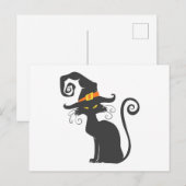 Carte Postale Chat noir mignon dans un casquette sorcier - Chois (Devant / Derrière)