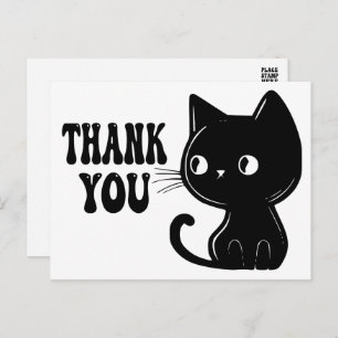 Carte Postale Chat noir mignon Kitty Kitty Merci