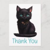 Carte Postale Chat noir mignon Kitty Kitty Merci (Devant)