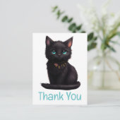 Carte Postale Chat noir mignon Kitty Kitty Merci (Debout devant)