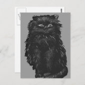 Carte Postale Chat noir monochrome (Devant / Derrière)