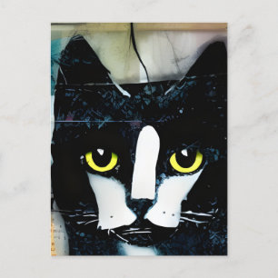 Carte Postale Chat noir multimédia mixte