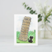 Carte Postale Chat noir Noir Conversation Tour de Pise Art (Debout devant)