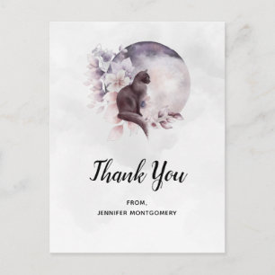 Carte Postale Chat noir par un Merci de Pleine lune magique