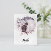 Carte Postale Chat noir par une Pleine lune magique (Debout devant)