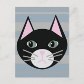 Carte Postale Chat noir, rayures (Devant)