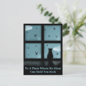 Carte Postale Chat noir regardant la fenêtre le ciel (Debout devant)