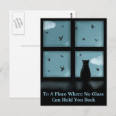 Carte Postale Chat noir regardant la fenêtre le ciel (Devant / Derrière)