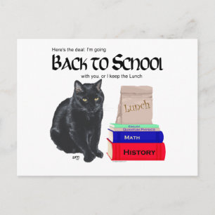 Carte Postale Chat noir retour à l'école