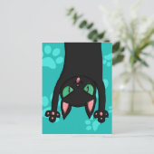 Carte Postale Chat noir sautant (Debout devant)