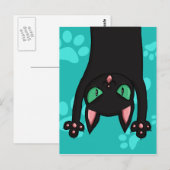 Carte Postale Chat noir sautant (Devant / Derrière)