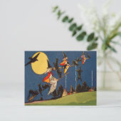 Carte Postale Chat noir sorcier Flying Moon Crow (Debout devant)