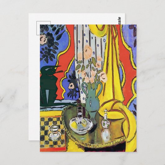 Carte Postale Chat noir sur canapé (Devant / Derrière)