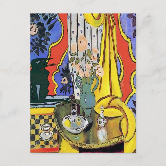 Carte Postale Chat noir sur canapé (Devant)