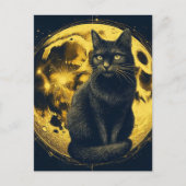Carte Postale Chat noir sur la Lune (Devant)