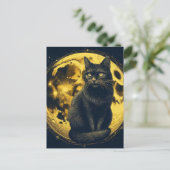 Carte Postale Chat noir sur la Lune (Debout devant)