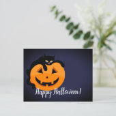 Carte Postale Chat noir sur la lune Halloween (Debout devant)