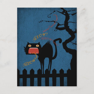 Carte Postale Chat noir Terrifié la nuit d'Halloween