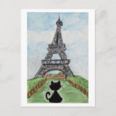 Carte postale Chat Noir Tour Eiffel (Devant)