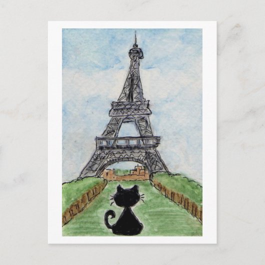 Carte postale Chat Noir Tour Eiffel (Devant)