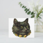 Carte Postale Chat noir victorien avec col de cloche (Debout devant)