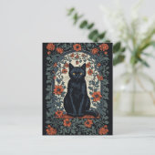 Carte Postale Chat noir Vintage Floral (Debout devant)