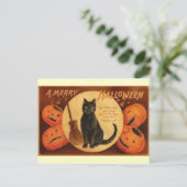 Carte Postale Chat noir vintage Halloween (Debout devant)