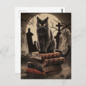 Carte Postale Chat noir vintage Halloween (Devant / Derrière)