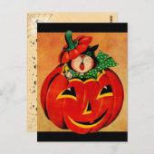Carte Postale Chat noir vintage Halloween (Devant / Derrière)