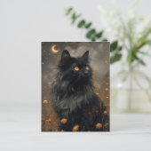 Carte Postale Chat noir Whimsical & Dandelions Enchantés (Debout devant)