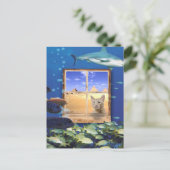 Carte Postale Chat observer le poisson sous la mer (Debout devant)