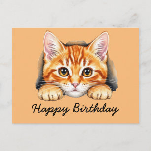 Carte Postale Chat orange Chat tigré Joyeux Anniversaire