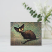 Carte Postale Chat oriental noir amusant Damask Kitten Art (Debout devant)