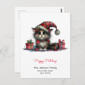 Carte Postale Chat original dans un chapeau de Père Noël Joyles (Devant / Derrière)