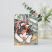 Carte Postale Chat par les livres (Debout devant)