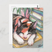 Carte Postale Chat par les livres (Devant / Derrière)